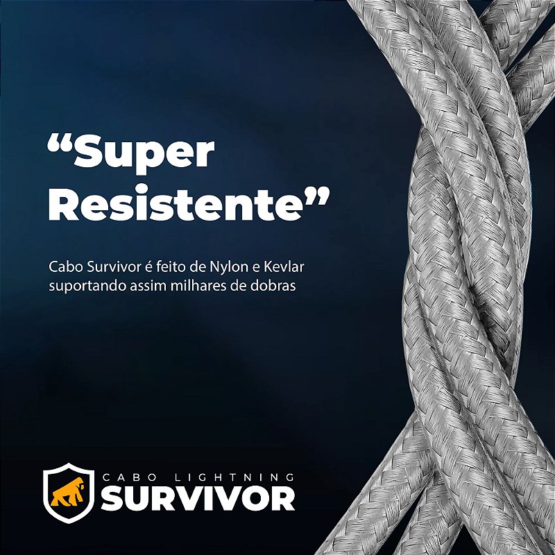 Cabo Survivor para Lightning / Tipo C - 1,5m - Branco - Gshield - foto 3