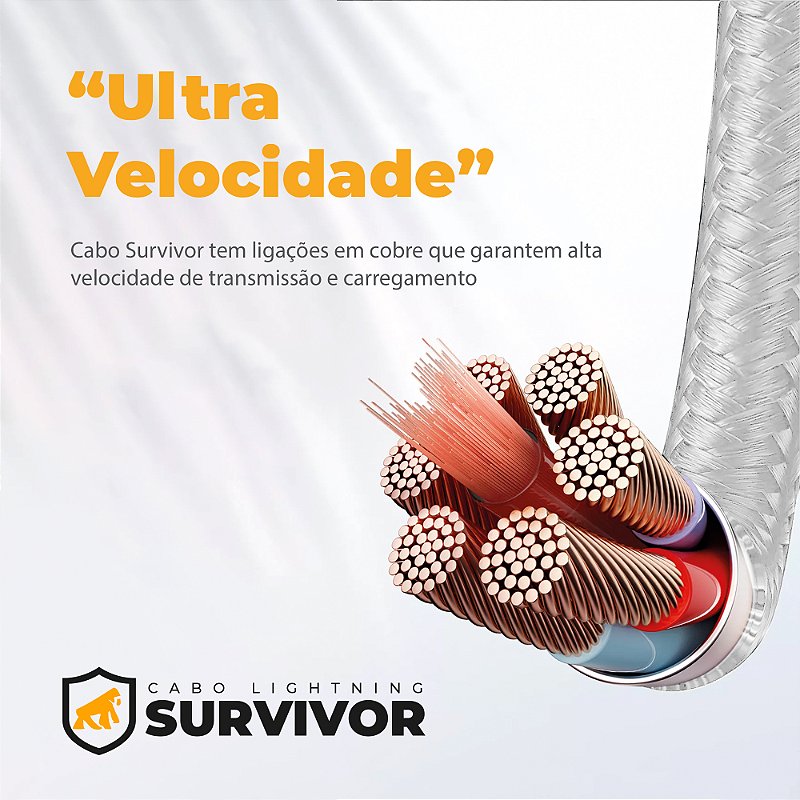 Cabo Survivor para Lightning / USB - 1,5m - Branco - Gshield - foto 5
