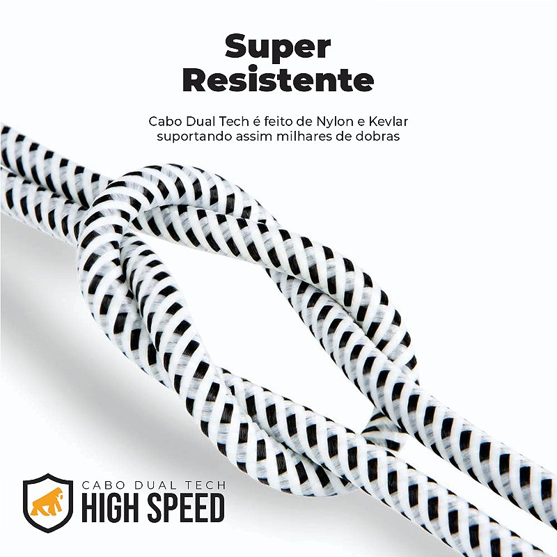 Cabo Dual Tech PD 100W Tipo C / Tipo C - Branco - 1,8M - Gshield - foto 2
