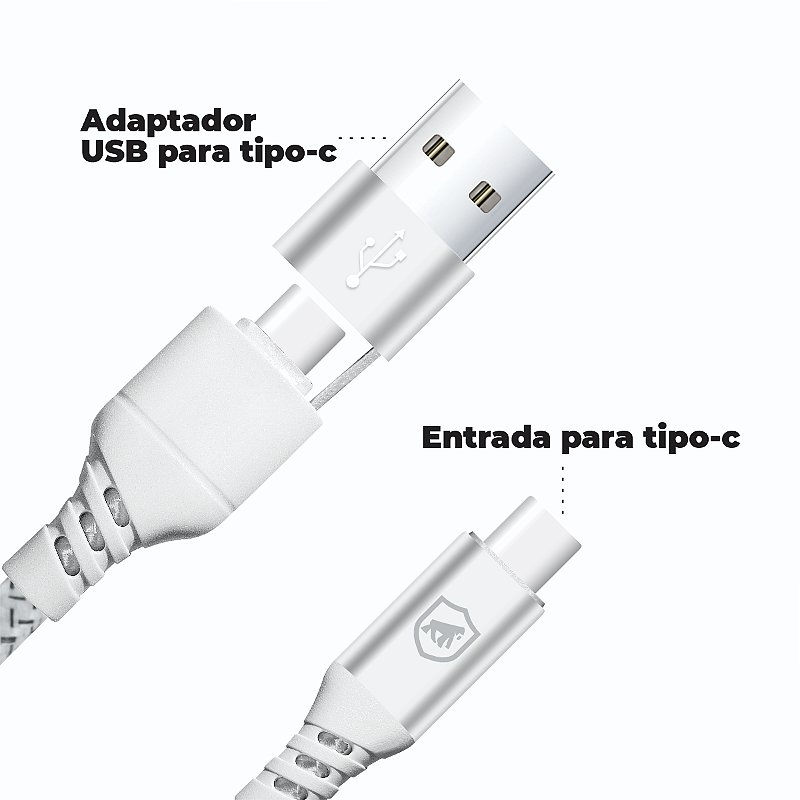 Cabo Thunder 65W 2 em 1 Tipo C / Tipo C / USB-A - 1M - Gshield