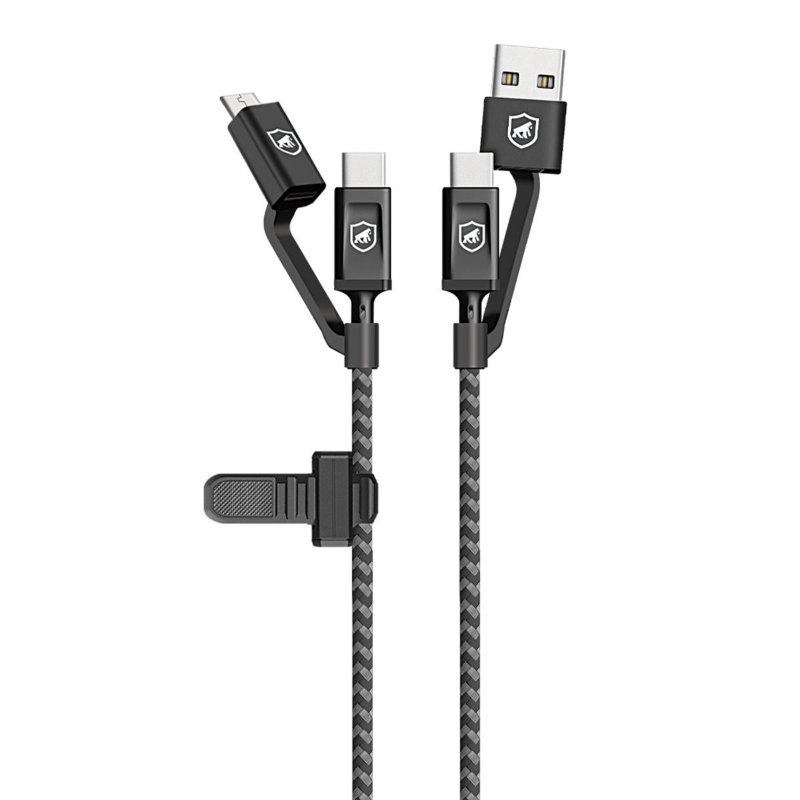 Kit Veicular Essencial: Suporte Tank Car + Cabo Defender 4 em 1 + Carregador Turbo Fast Charger - Gshield