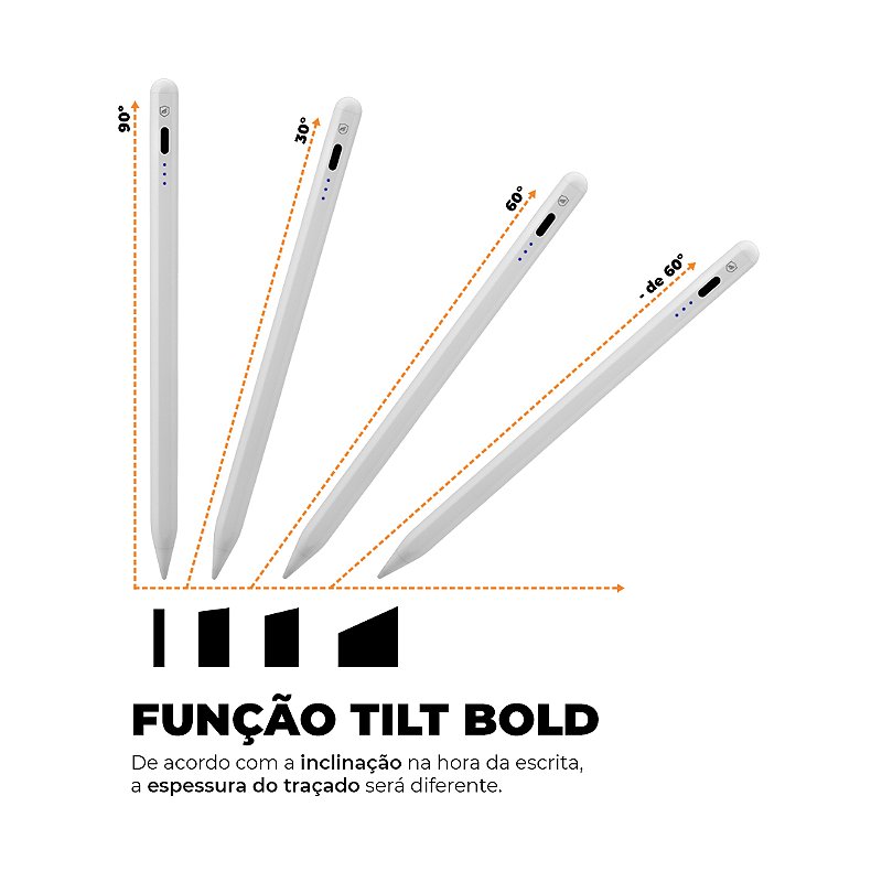 Caneta Touch Capacitiva Pro com Palm Rejection e traço adaptável - Branca - Gshield