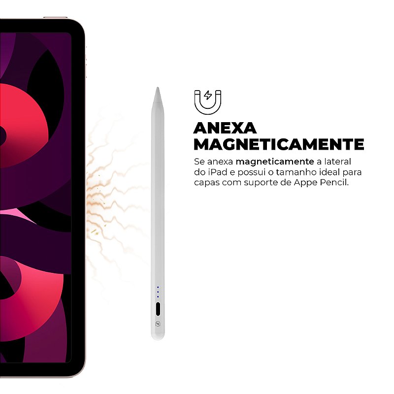 Caneta Touch Capacitiva Pro com Palm Rejection e traço adaptável - Branca - Gshield