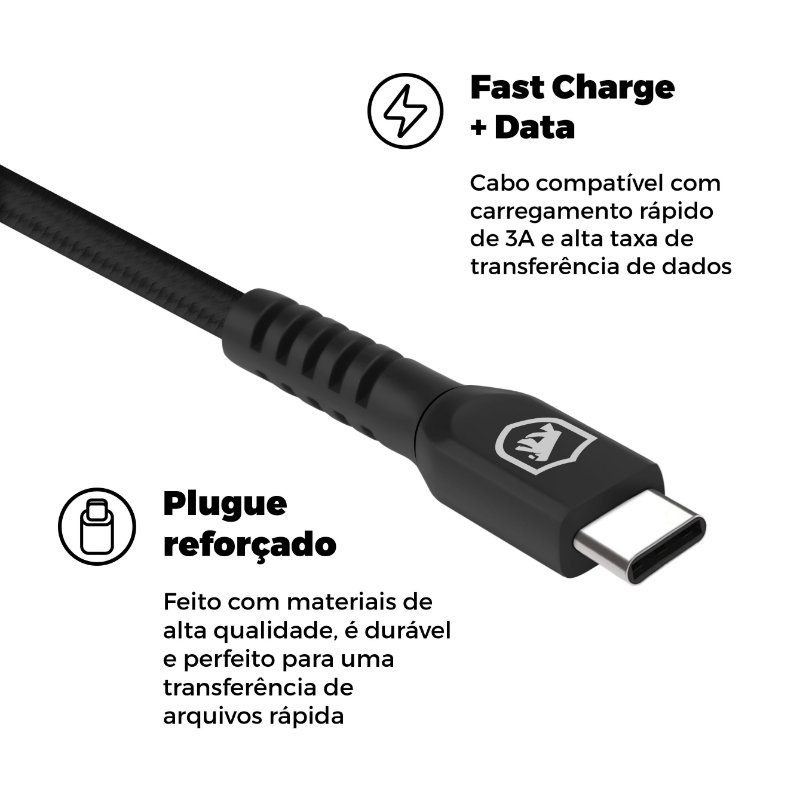 Cabo usb para PlayStation 5 Tipo C / Usb 2 metros- Preto - Gshield - foto 2