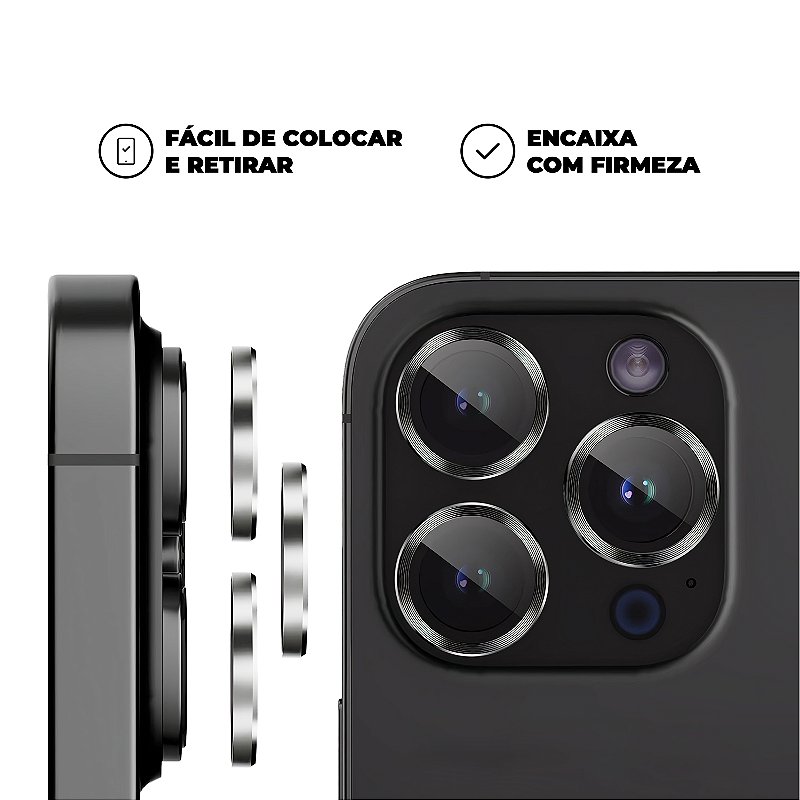 Protetor de Lente para iPhone 13 Pro - One Armor - Frame para câmera - Prata - Gshield