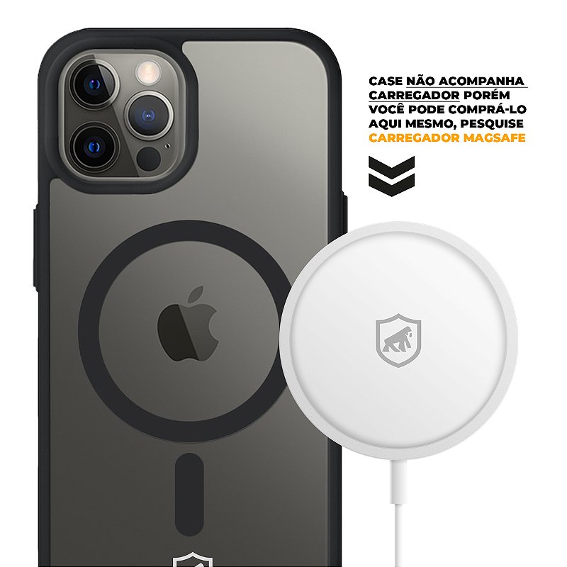 Kit Capa Magsafe Preta e Pelicula Dual Glass Preta para iPhone 12 - Gshield
