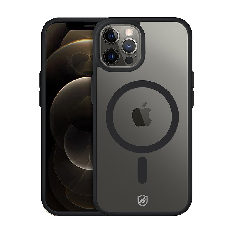 Kit Capa Magsafe Preta e Pelicula Dual Glass Preta para iPhone 12 - Gshield