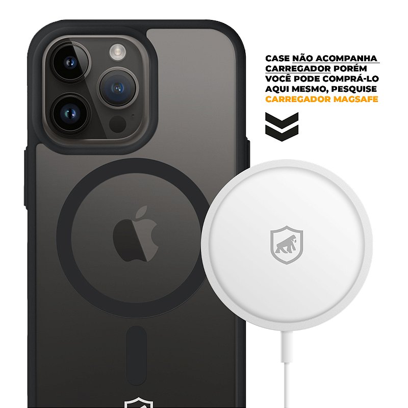 Kit Capa Magsafe Preta e Pelicula Dual Glass Preta para iPhone 14 Pro - Gshield