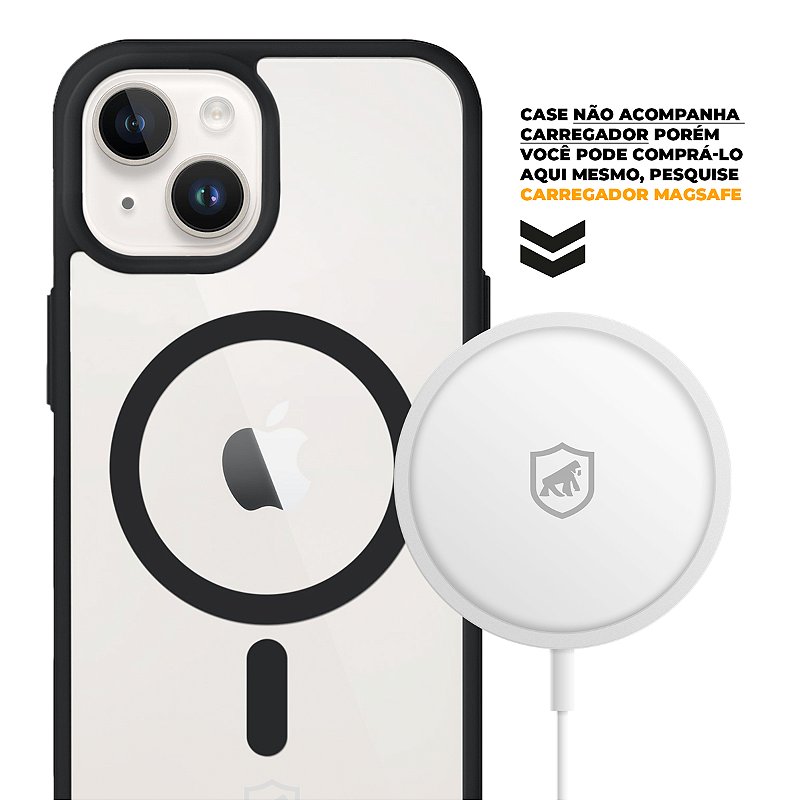 Kit Capa Magsafe Preta e Pelicula Dual Glass Preta para iPhone 13 - Gshield