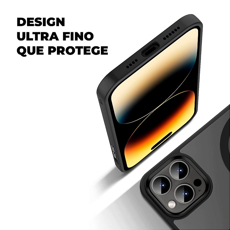 Kit Capa Magsafe Preta e Pelicula Dual Glass Preta para iPhone 13 - Gshield