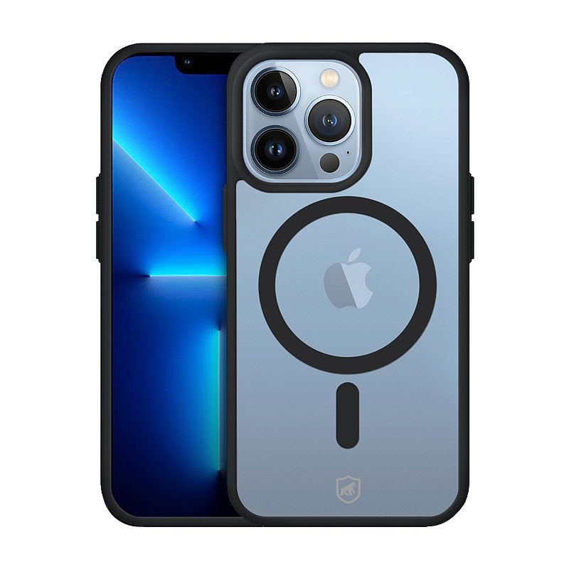 Kit Capa Magsafe Preta e Pelicula Dual Glass Preta para iPhone 13 Pro - Gshield