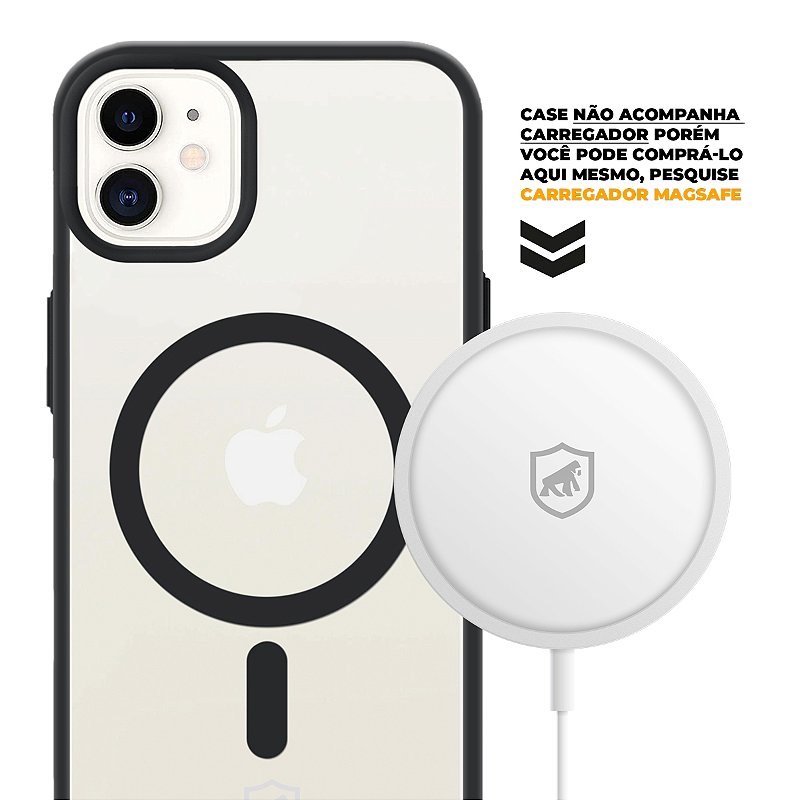Kit Capa Magsafe Preta e Pelicula Dual Glass Preta para iPhone 11 - Gshield