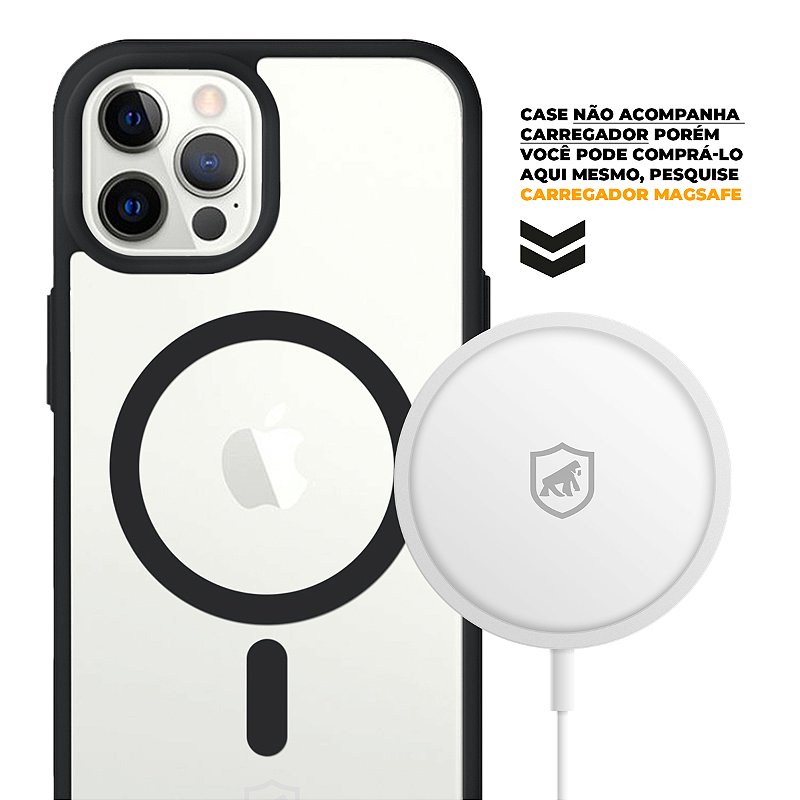 Kit Capa Magsafe Preta e Pelicula Dual Glass Preta para iPhone 12 Pro Max - Gshield
