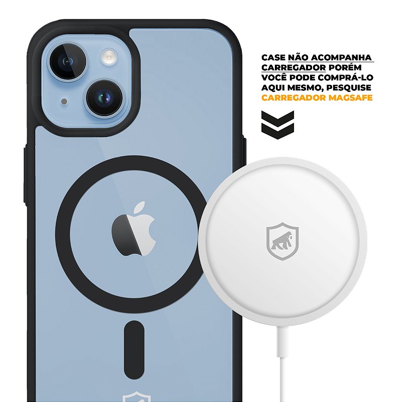 Kit Capa Magsafe Preta e Pelicula Dual Glass Preta para iPhone 14 Plus - Gshield