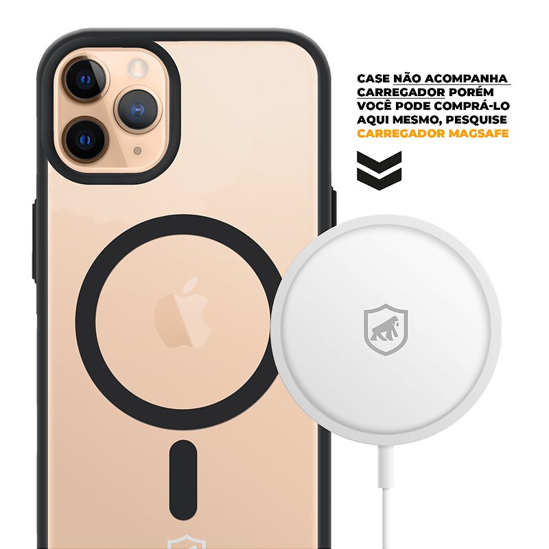 Kit Capa Magsafe Preta e Pelicula Dual Glass Preta para iPhone 11 Pro Max - Gshield
