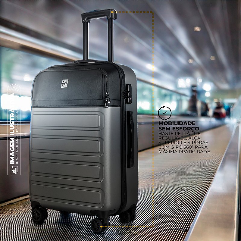 Mala de Viagem Armor com Rodas 360° - 24 polegadas - Média - Para Despachar - Gshield - foto 3