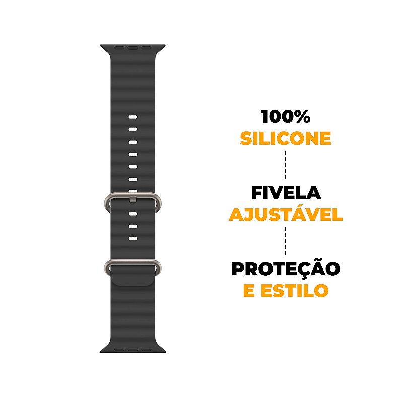 Pulseira para Apple Watch 45 MM - Oceano Cloud  - Preta - Gshield
