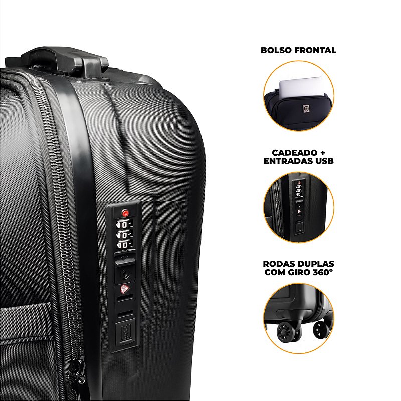 Mochila Guardian + Mala de Bordo para Viagem Armor - Gshield - foto 8