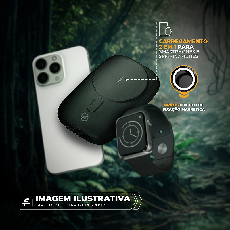 Carregador Portátil 2 em 1 Wireless Magsafe 10.000 mAh - Preto - Survivor - Gshield