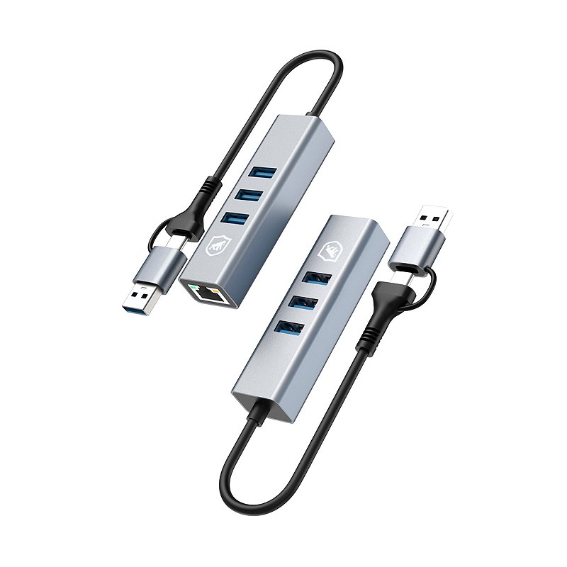 Hub USB-C Multiportas com Adaptador USB-A, Conector Ethernet LAN + 3 Portas USB 3.0 de até 5 Gbps, Liga de Alumínio Portátil para Periféricos, Tablet, Computador e Notebook - Gshield - foto 7