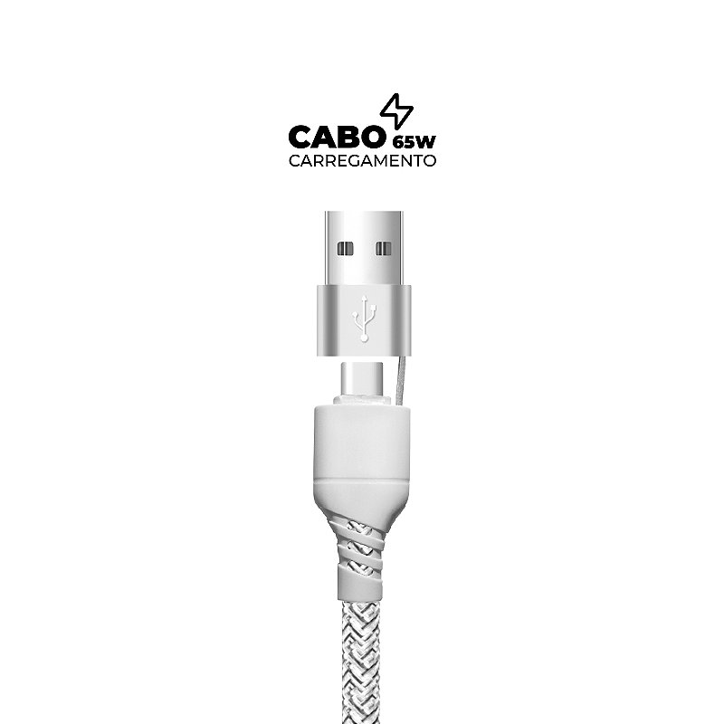 Cabo Thunder 65W 2 em 1 Tipo C / USB-A / Lightning - 1M - Gshield - foto 4