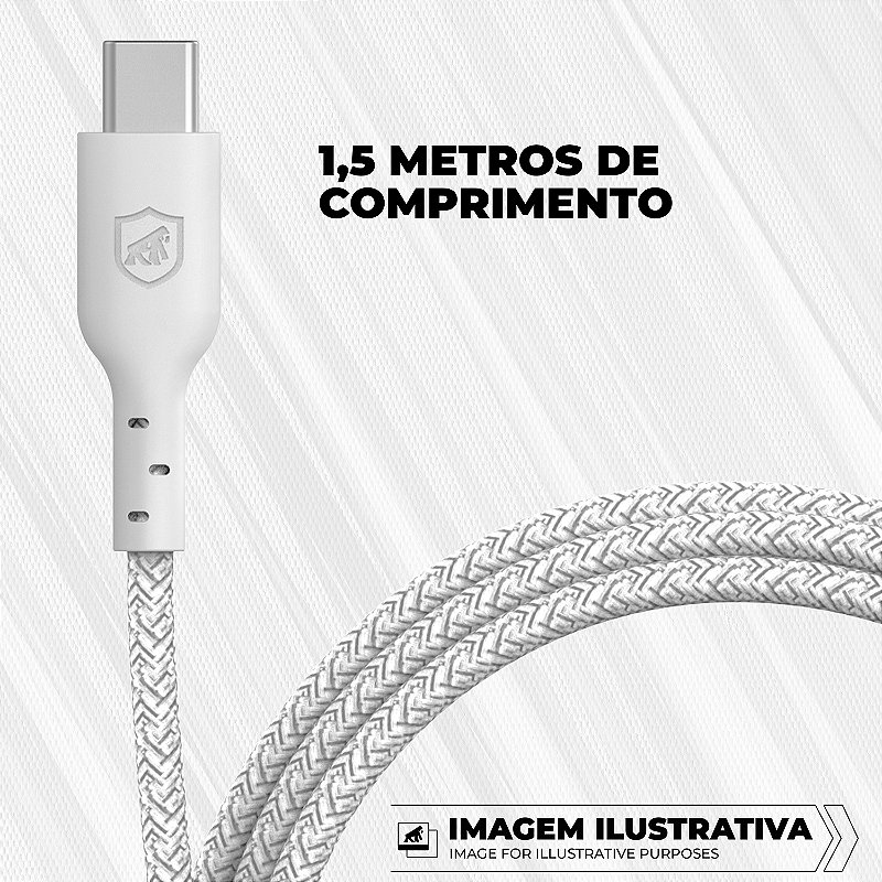 Cabo Ultra Safe - Branco - Tipo C / Tipo C - 1,5 - 6 anos de garantia - Gshield - foto 4