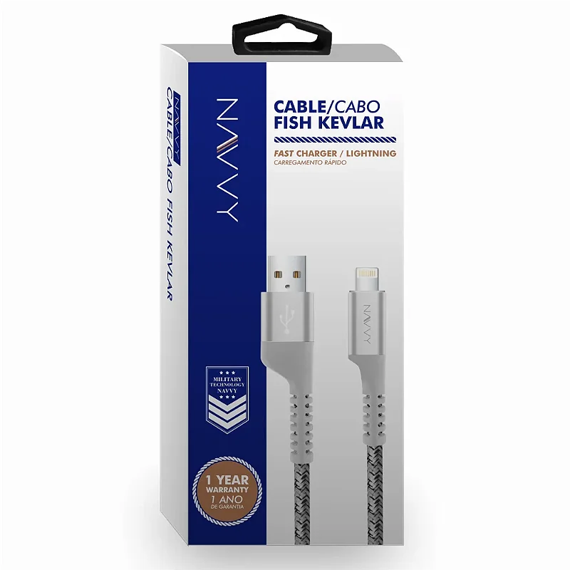Cabo Fish Kevlar Tipo C / Tipo C - Branco - 1M - NAVVY - foto 2