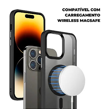 Kit Capa Magsafe Preta e Pelicula Ultra Glass Preta para iPhone 15 - Gshield