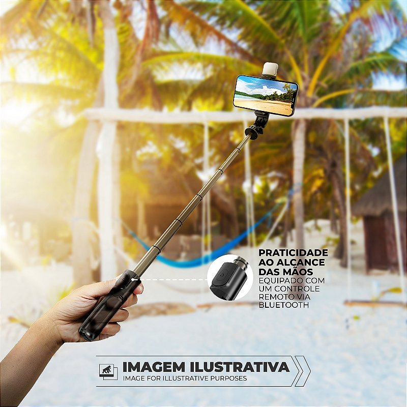 Tripé Bastão Multifuncional com Iluminação Flash Selfie Light Ajustável e Controle Bluetooth Removível - Survivor - Gshield - foto 5