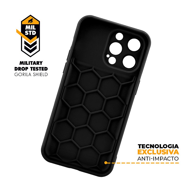 Kit Capa Symetric Preta e Película Defender Pro Privacidade para iPhone 15 Pro - Gshield