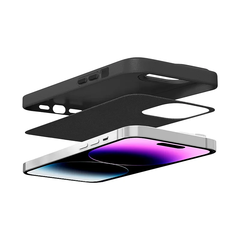 Kit Capa Couro Dual Preta e Película Defender Pro Privacidade para iPhone 15 Pro Max - Gshield