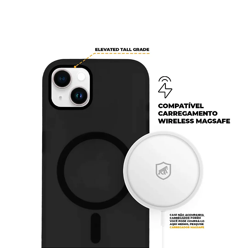Kit Capa Magsafe Pro Preta e Pelicula Defender Pro Privacidade para iPhone 15 - Gshield
