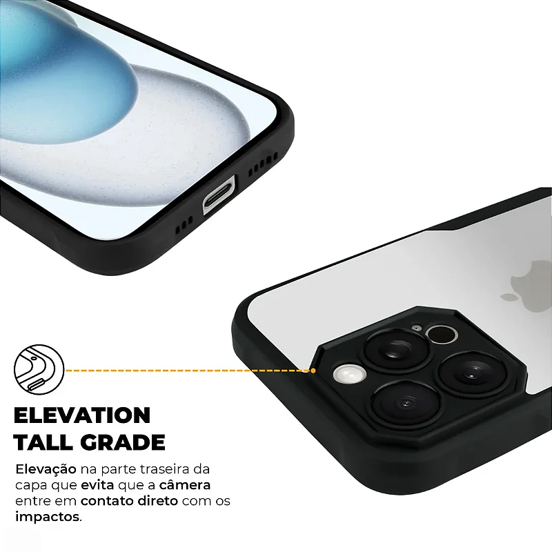 Kit Capa Dual Shock Sense e Pelicula Ultra Glass para iPhone 15 - Gshield