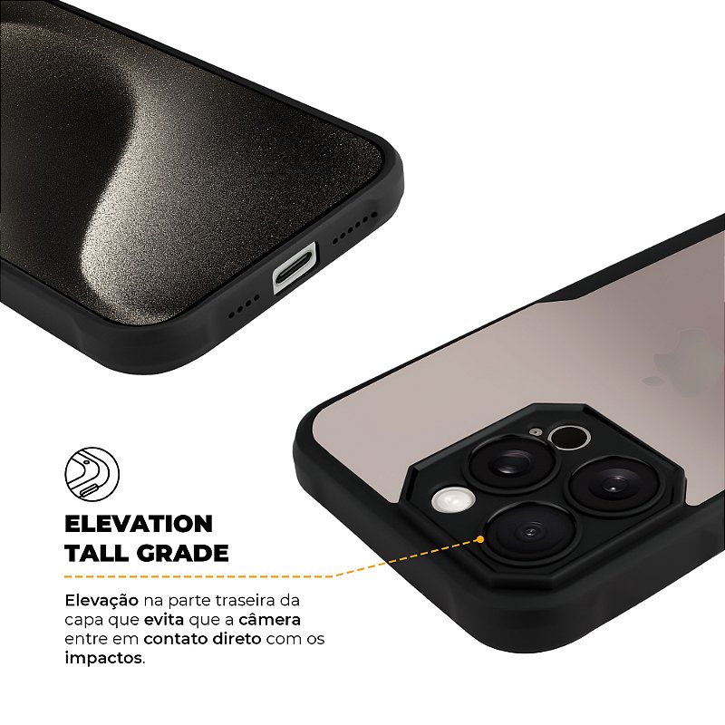 Kit Capa Dual Shock Sense e Pelicula Ultra Glass para iPhone 15 Pro Max - Gshield