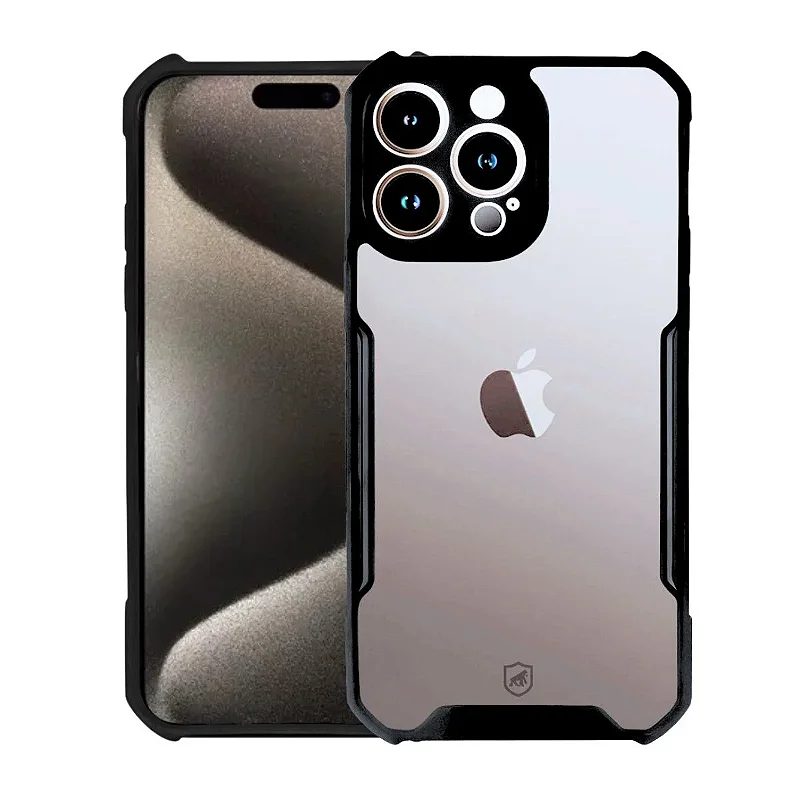 Kit Capa Dual Shock X e Pelicula Ultra Glass para iPhone 15 Pro Max - Gshield