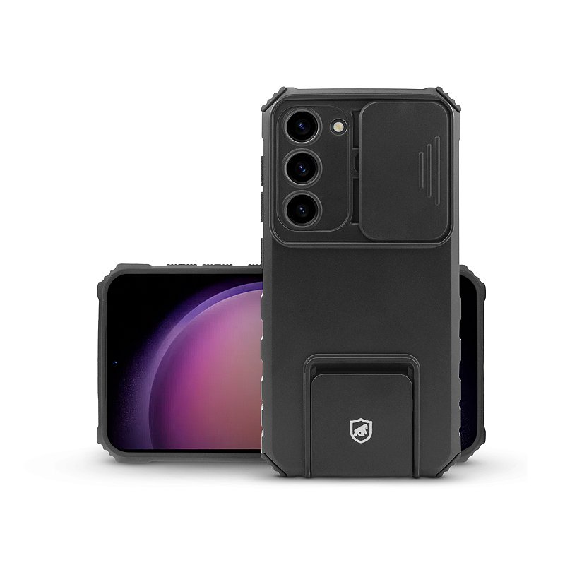 Kit Capa Victus e Pelicula Dual Glass Preta para Samsung Galaxy S23 Plus - Gshield
