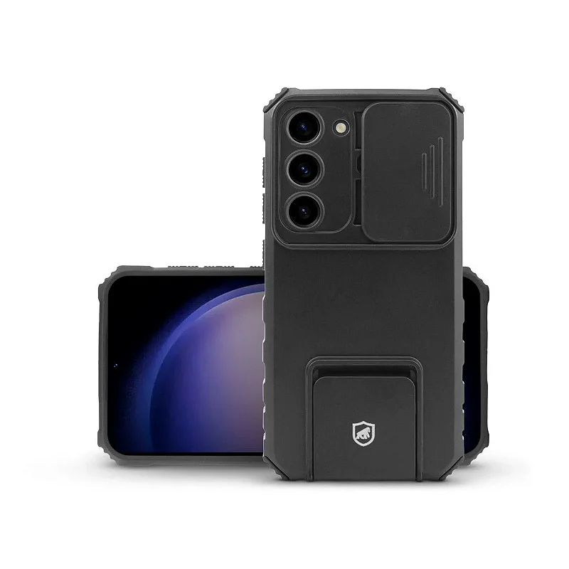 Kit Capa Victus e Pelicula Dual Glass Preta para Samsung Galaxy S23 - Gshield