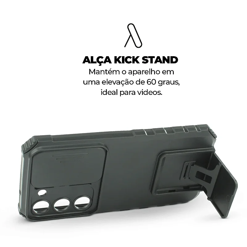 Kit Capa Victus e Pelicula Dual Glass Preta para Samsung Galaxy S23 - Gshield