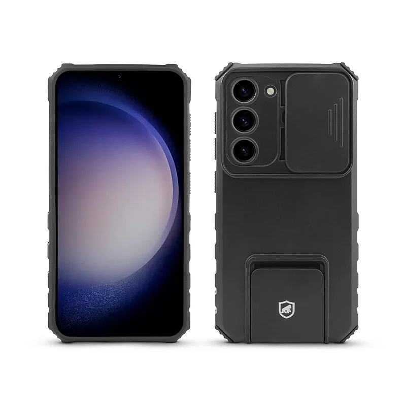 Kit Capa Victus e Pelicula Dual Glass Preta para Samsung Galaxy S23 - Gshield