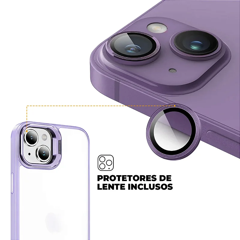 Kit Capa Gravity Lilás e Pelicula Ultra Glass para iPhone 15 - Gshield