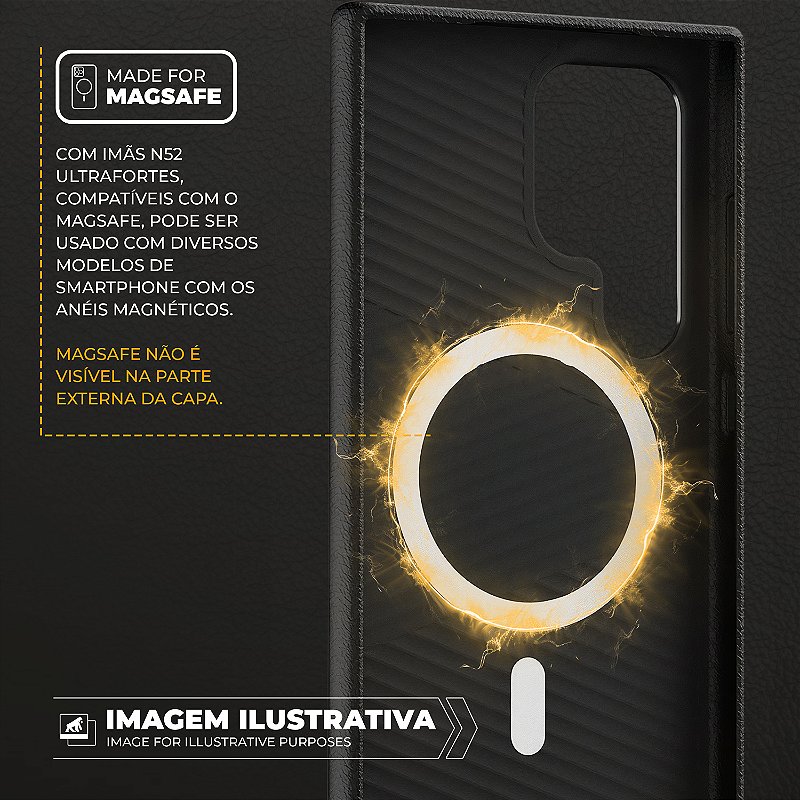 Capa para Samsung Galaxy S24 Ultra - Couro Dual Magsafe - Preta - Gshield