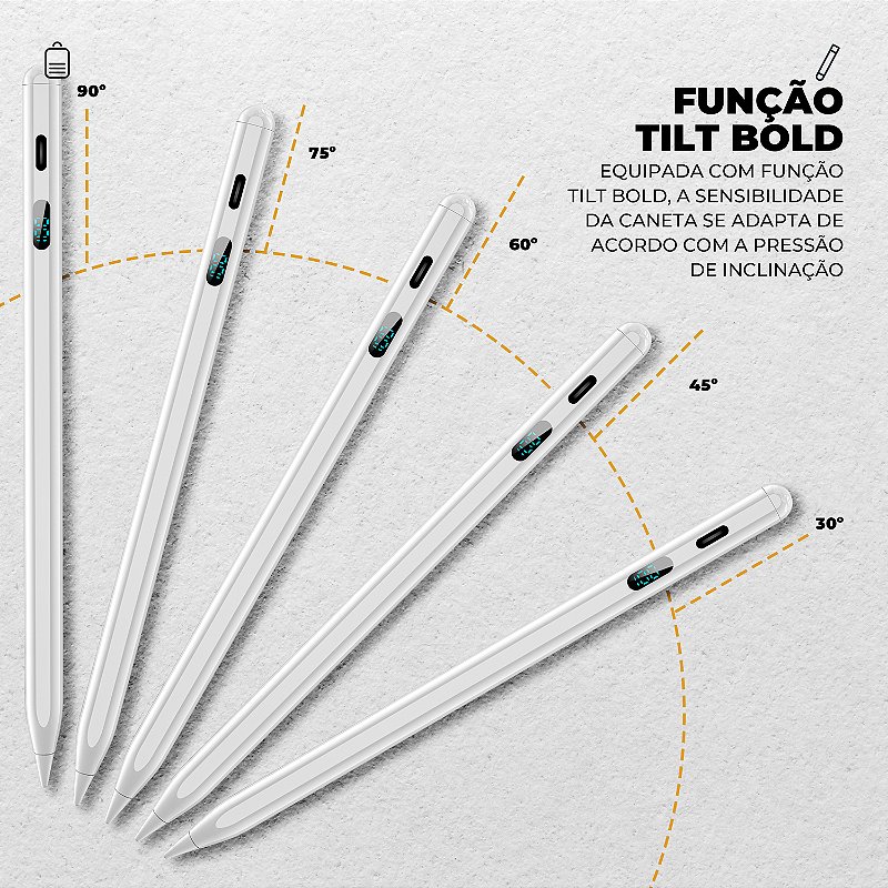 Caneta Touch Capacitiva com Visor - Palm Rejection - Dual Shock - Branca - Gshield