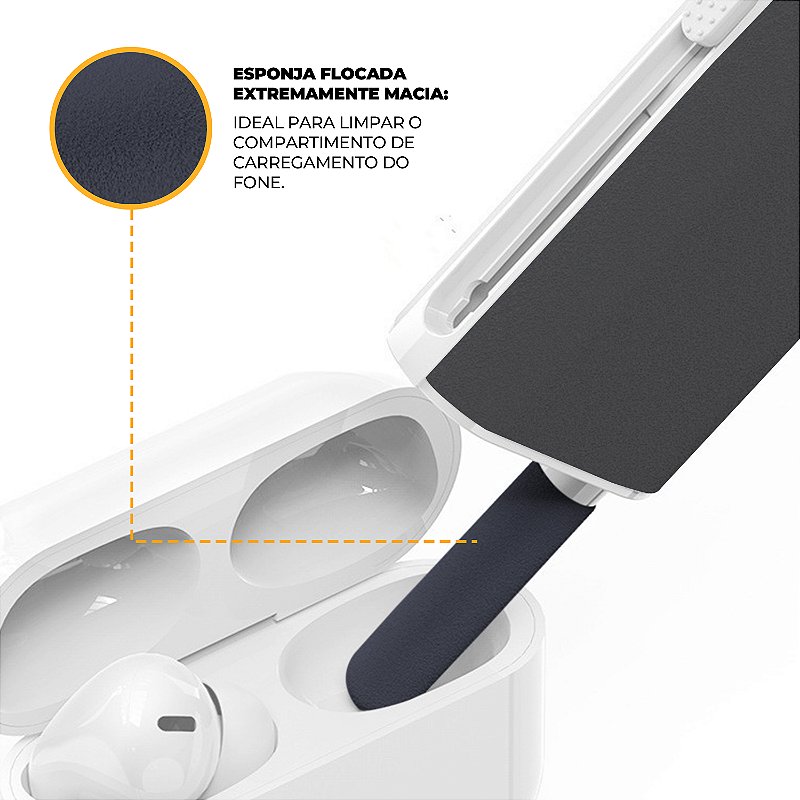 Conjunto Multifuncional 5 em 1 para Limpeza de Eletrônicos, Celular, Teclados e Fones, com Escova e Spray Limpa Telas de Reservatório Reutilizável - Symetric - Gshield - foto 2