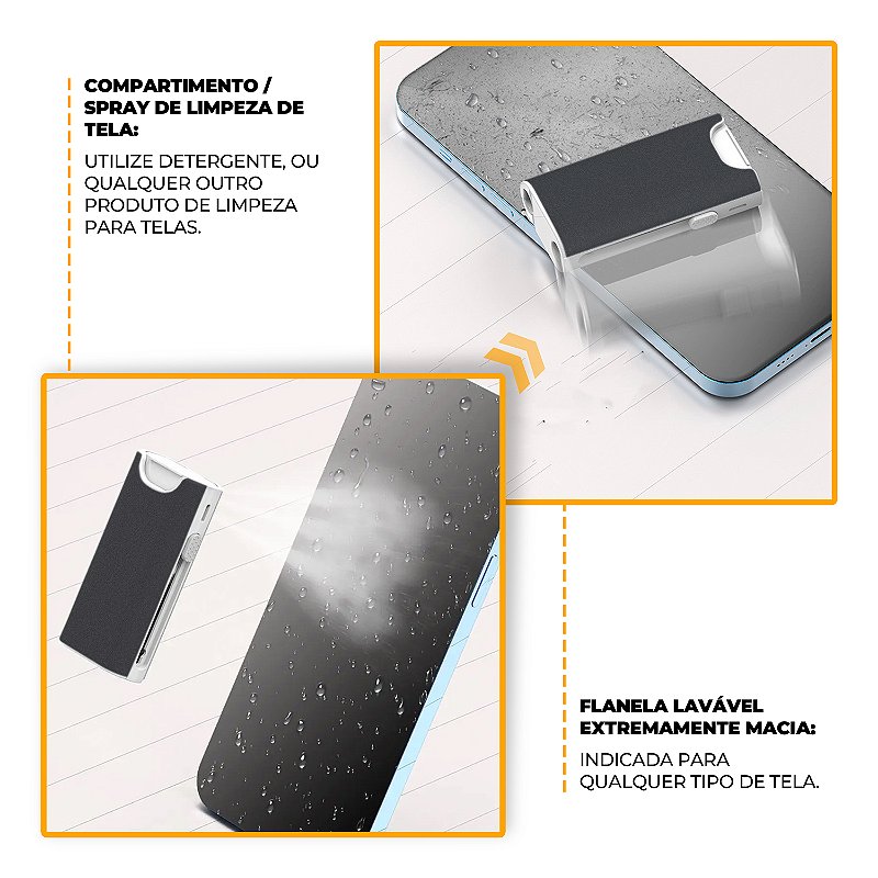 Conjunto Multifuncional 5 em 1 para Limpeza de Eletrônicos, Celular, Teclados e Fones, com Escova e Spray Limpa Telas de Reservatório Reutilizável - Symetric - Gshield - foto 3