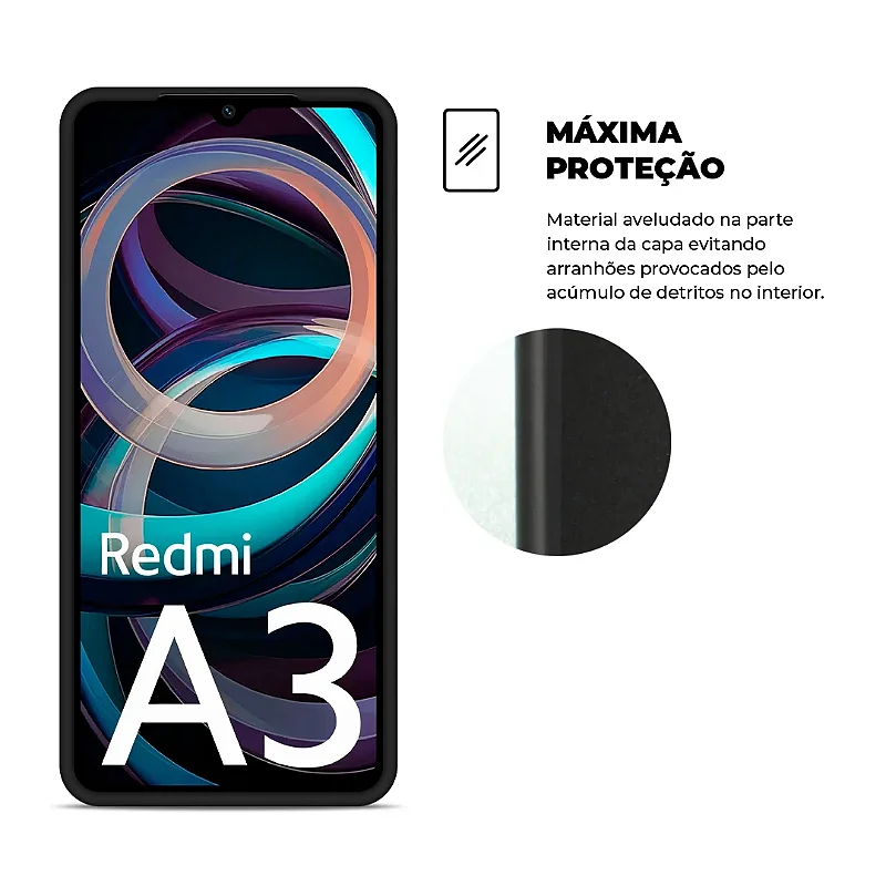 Kit Capa Silicon Veloz e Película Hydrogel HD para Xiaomi Redmi A3 - Gshield