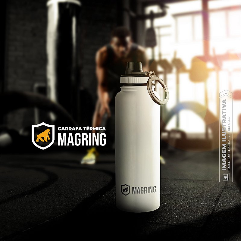 Garrafa Térmica com Suporte MagSafe, Aço Inoxidável, Bebidas Geladas por 24h e Quentes por 12h, Ideal para Treinos e Uso Diário - 540ml - Branca -  MagRing - Gshield - foto 9
