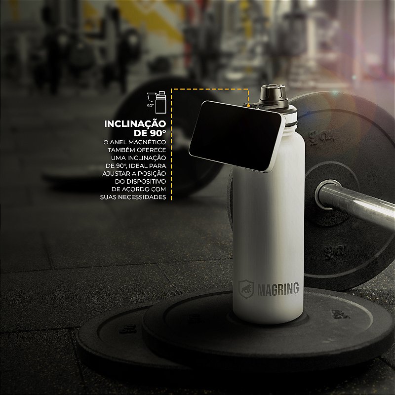 Garrafa Térmica com Suporte MagSafe, Aço Inoxidável, Bebidas Geladas por 24h e Quentes por 12h, Ideal para Treinos e Uso Diário - 540ml - Branca -  MagRing - Gshield - foto 3