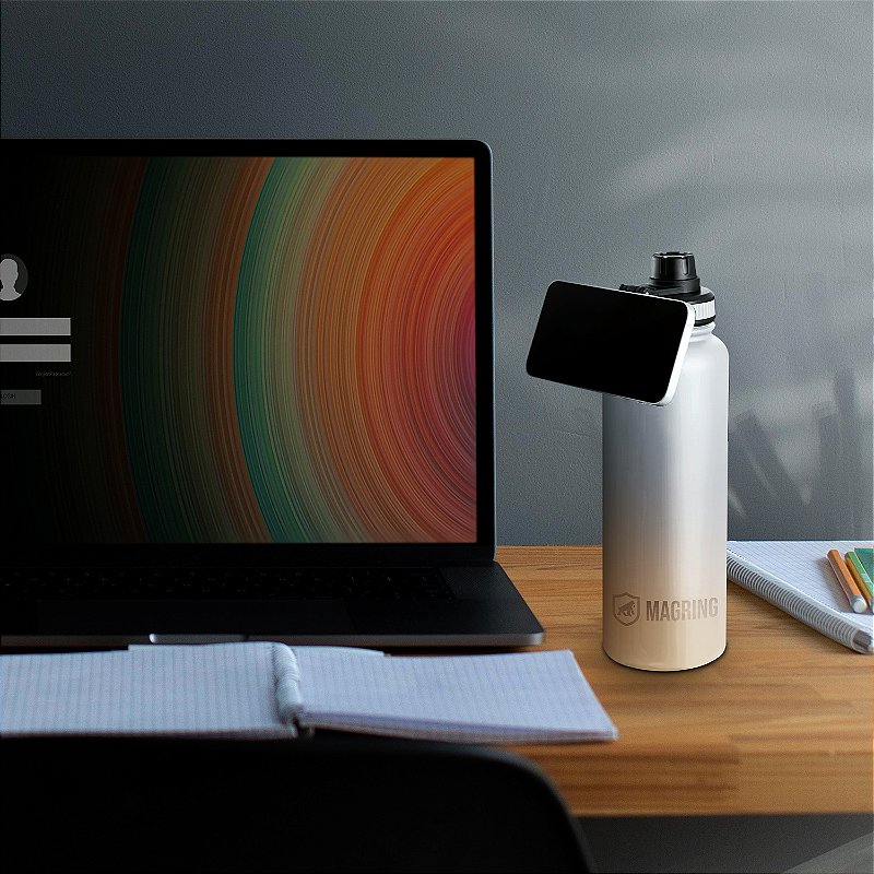 Garrafa Térmica com Suporte MagSafe, Aço Inoxidável, Bebidas Geladas por 24h e Quentes por 12h, Ideal para Treinos e Uso Diário - 950ml - Branca -  MagRing - Gshie - foto 7
