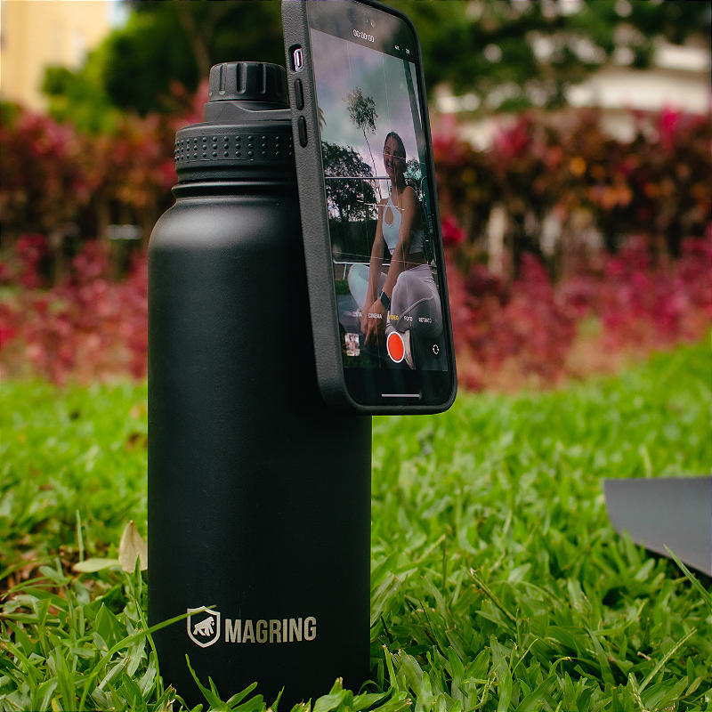 Garrafa Térmica com Suporte MagSafe, Aço Inoxidável, Bebidas Geladas por 24h e Quentes por 12h, Ideal para Treinos e Uso Diário - 950ml - Preta - MagRing - Gshield - foto 10