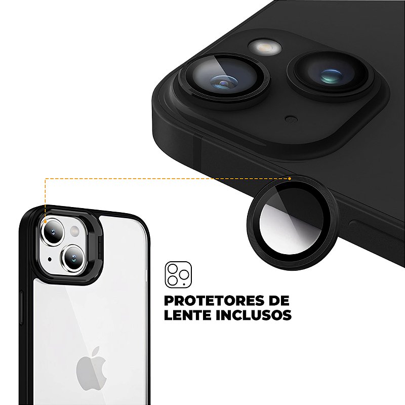 Kit Capa Gravity Preta e Película Ultra Safe para iPhone 15 - Gshield
